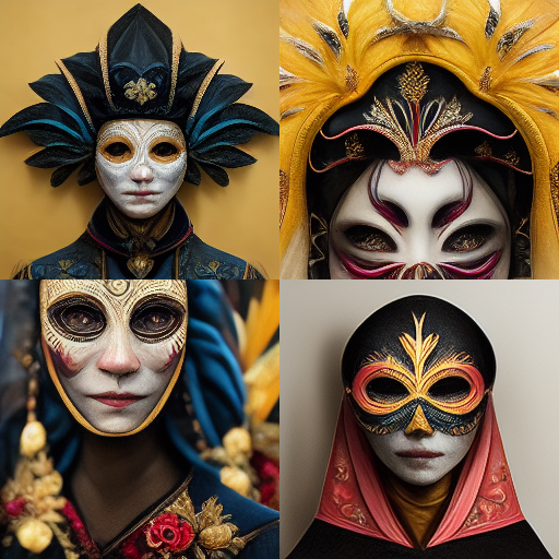 Diverse women in carnival masks